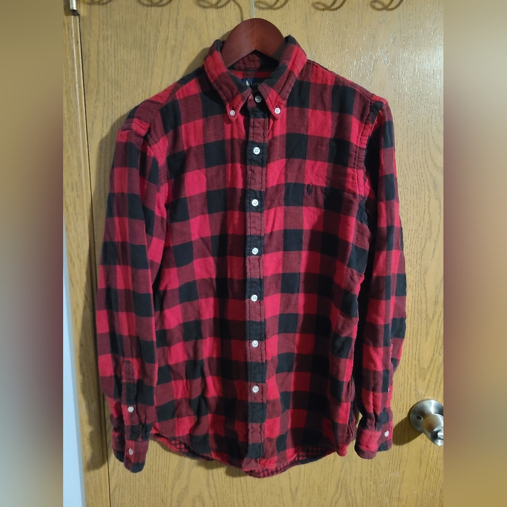 Ralph Lauren Red Flannel Plaid Button Down Long Sleeve Shirt M